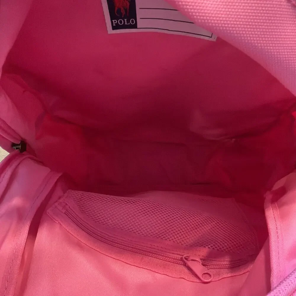 Polo Ralph Lauren Pink Backpack Full Size Laptop Unisex Embroidered Bear School